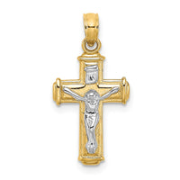 Load image into Gallery viewer, 10K W/ Rhodium Polished Block Crucifix INRI Charm
