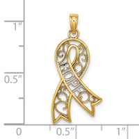 Load image into Gallery viewer, 10K W/Rhodium Filigree Ribbon HOPE Charm
