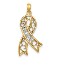 Load image into Gallery viewer, 10K W/Rhodium Filigree Ribbon HOPE Charm
