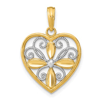 Load image into Gallery viewer, 10K W/ Rhodium Beaded Filigree Fashion Heart Charm
