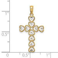 Load image into Gallery viewer, 10K w/ Rhodium Hearts/Cross Pendant
