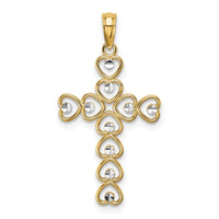 Load image into Gallery viewer, 10K w/ Rhodium Hearts/Cross Pendant
