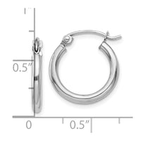 Load image into Gallery viewer, 10k White Gold Polished 2x15mm Polished Hoop Earrings
