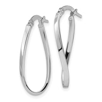 Load image into Gallery viewer, 10K White Gold Polished Oval Hinged Hoop Earrings
