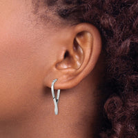 Load image into Gallery viewer, 10K White Gold Polished Oval Hinged Hoop Earrings
