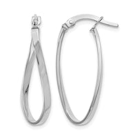 Load image into Gallery viewer, 10K White Gold Polished Oval Hinged Hoop Earrings
