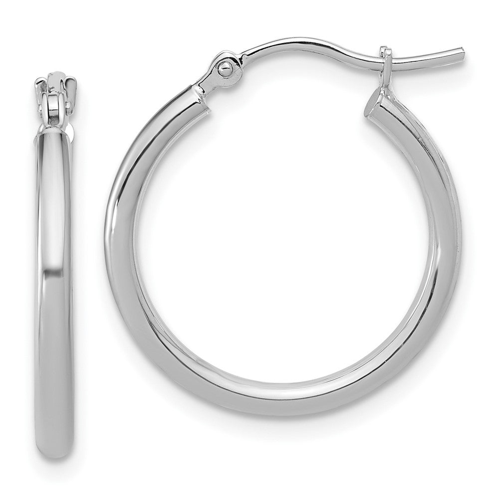 10K White Gold Polished Hinged Hoop Earrings