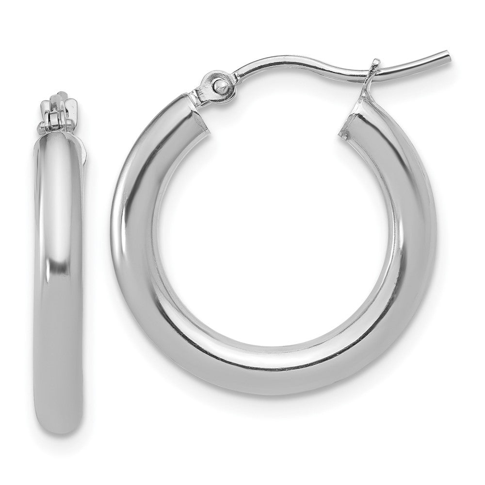 10K White Gold Polished Hinged Hoop Earrings