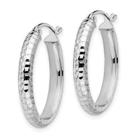 Load image into Gallery viewer, 10K White Gold D/C Oval Hinged Hoop Earrings
