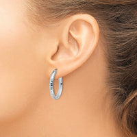 Load image into Gallery viewer, 10K White Gold D/C Oval Hinged Hoop Earrings
