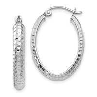 Load image into Gallery viewer, 10K White Gold D/C Oval Hinged Hoop Earrings
