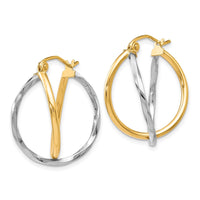 Load image into Gallery viewer, 10K Two-Tone Hinged Hoop Earrings
