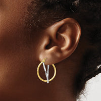Load image into Gallery viewer, 10K Two-Tone Hinged Hoop Earrings

