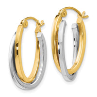 Load image into Gallery viewer, 10K Two-Tone Polished Hinged Hoop Earrings
