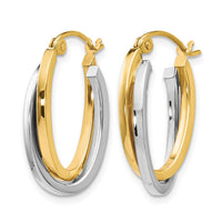 Load image into Gallery viewer, 10K Two-Tone Polished Hinged Hoop Earrings
