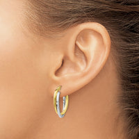 Load image into Gallery viewer, 10K Two-Tone Polished Hinged Hoop Earrings
