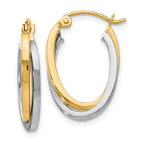 Load image into Gallery viewer, 10K Two-Tone Polished Hinged Hoop Earrings
