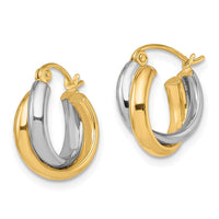 Load image into Gallery viewer, 10K Two-Tone Polished Hinged Hoop Earrings
