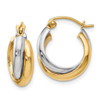 Load image into Gallery viewer, 10K Two-Tone Polished Hinged Hoop Earrings
