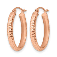 Load image into Gallery viewer, 10K Rose Gold D/C Oval Hinged Hoop Earrings
