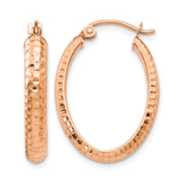 Load image into Gallery viewer, 10K Rose Gold D/C Oval Hinged Hoop Earrings
