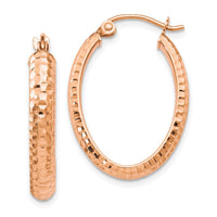 Load image into Gallery viewer, 10K Rose Gold D/C Oval Hinged Hoop Earrings

