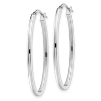 Load image into Gallery viewer, 10K White Gold Polished Oval Hinged Hoop Earrings
