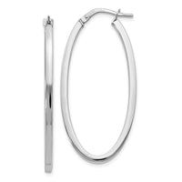 Load image into Gallery viewer, 10K White Gold Polished Oval Hinged Hoop Earrings
