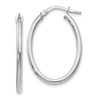 Load image into Gallery viewer, 10K White Gold Polished Oval Hinged Hoop Earrings
