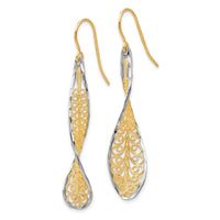 Load image into Gallery viewer, 10K Two-tone D/C Dangle Shepherd Hook Earrings
