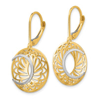 Load image into Gallery viewer, 10K Two-tone Polished and Satin Leverback Earrings
