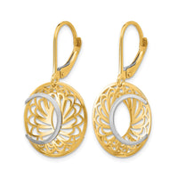 Load image into Gallery viewer, 10K Two-tone Polished and Satin Leverback Earrings
