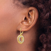 Load image into Gallery viewer, 10K Two-tone Polished and Satin Leverback Earrings
