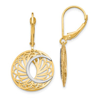 Load image into Gallery viewer, 10K Two-tone Polished and Satin Leverback Earrings
