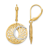 Load image into Gallery viewer, 10K Two-tone Polished and Satin Leverback Earrings
