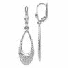 10K White Gold Polished and D/C Leverback Earrings
