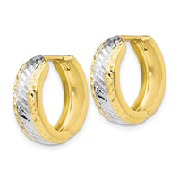 Load image into Gallery viewer, 10K w/White Rhodium Polished and D/C Hoop Earrings

