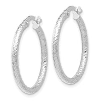 Load image into Gallery viewer, 10K White Gold Polished and Textured Hinged Hoop Earrings

