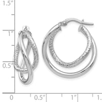 Load image into Gallery viewer, 10K White Gold Polished and Textured Fancy Hoop Earrings
