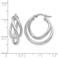 Load image into Gallery viewer, 10K White Gold Polished and Textured Fancy Hoop Earrings
