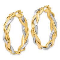 Load image into Gallery viewer, 10K w/Rhodium Polished Braided Hoop Earrings
