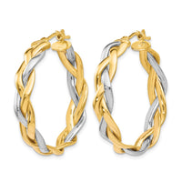 Load image into Gallery viewer, 10K w/Rhodium Polished Braided Hoop Earrings
