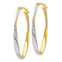 Load image into Gallery viewer, 10K Gold White Rhodium-plated D/C Hoop Earrings
