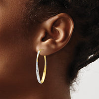 Load image into Gallery viewer, 10K Gold White Rhodium-plated D/C Hoop Earrings
