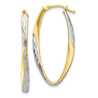 Load image into Gallery viewer, 10K Gold White Rhodium-plated D/C Hoop Earrings
