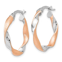 Load image into Gallery viewer, 10K with White Rhodium and Rose Gold Plating Twisted Hoop Earrings
