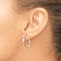 Load image into Gallery viewer, 10K with White Rhodium and Rose Gold Plating Twisted Hoop Earrings

