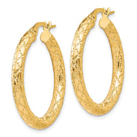 Load image into Gallery viewer, 10K Polished and Textured Hinged Hoop Earrings
