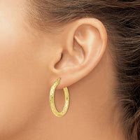 Load image into Gallery viewer, 10K Polished and Textured Hinged Hoop Earrings
