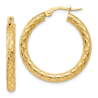 Load image into Gallery viewer, 10K Polished and Textured Hinged Hoop Earrings
